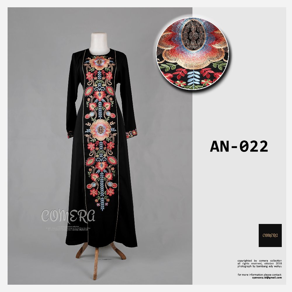 TERLARIS Gamis Comera Wolfis Hitam AN-022 muslimah
