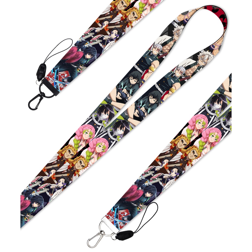 Gantungan Kunci Tali lanyard Panjang Kombinasi Desain ghost killing blade nine Pilar Untuk Ponsel