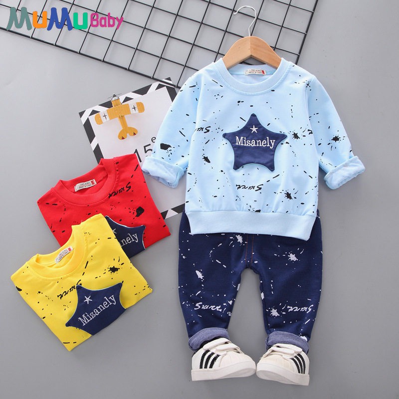 Setelan Kaos  T Shirt Katun Anak  Laki  laki  Lengan  Panjang  