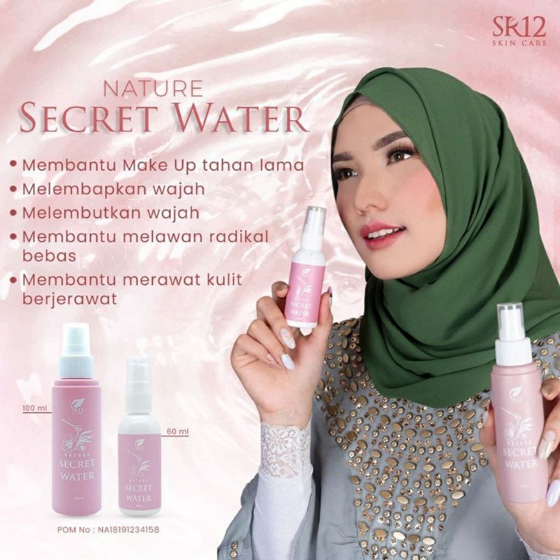 NATURE SECRET WATER SR12 / MENGATASI JERAWAT / MELEMBABKAN KULIT WAJAH / MEMBANTU MAKE UP TAHAN LAMA