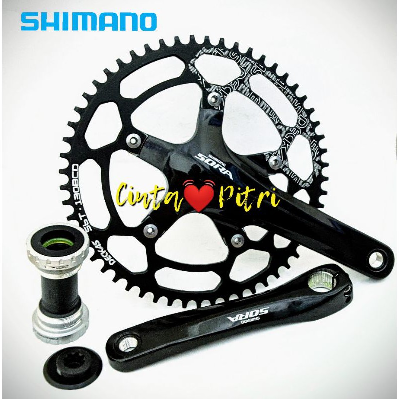 CRANKSET SHIMANO SORA WITH CHAINRING DECKAS 130 BCD 52T/54/56T/58T SEPEDA LIPAT MTB ROADBIKE CRANK
