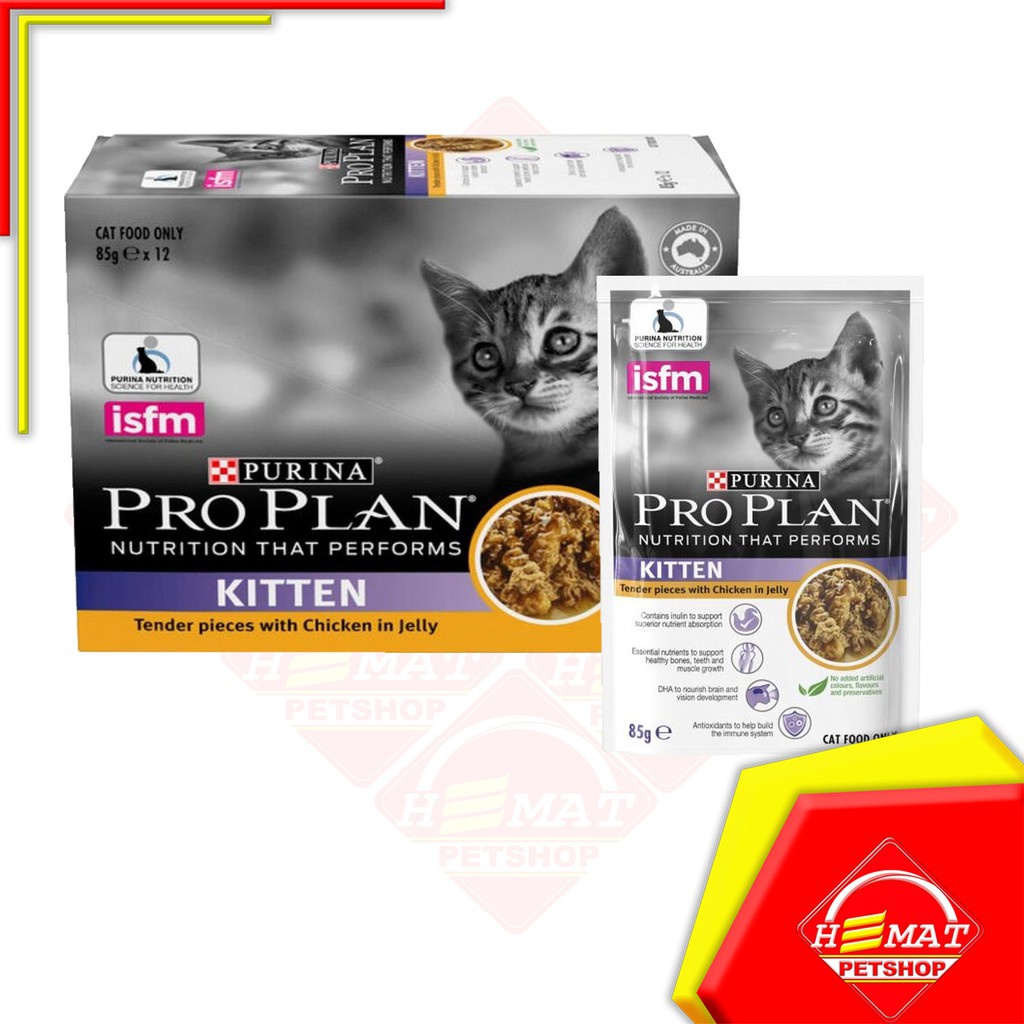 Makanan Basah Kucing Pro Plan Kitten Chicken salmon  85 gr Proplan Pouch Sachet 85gr