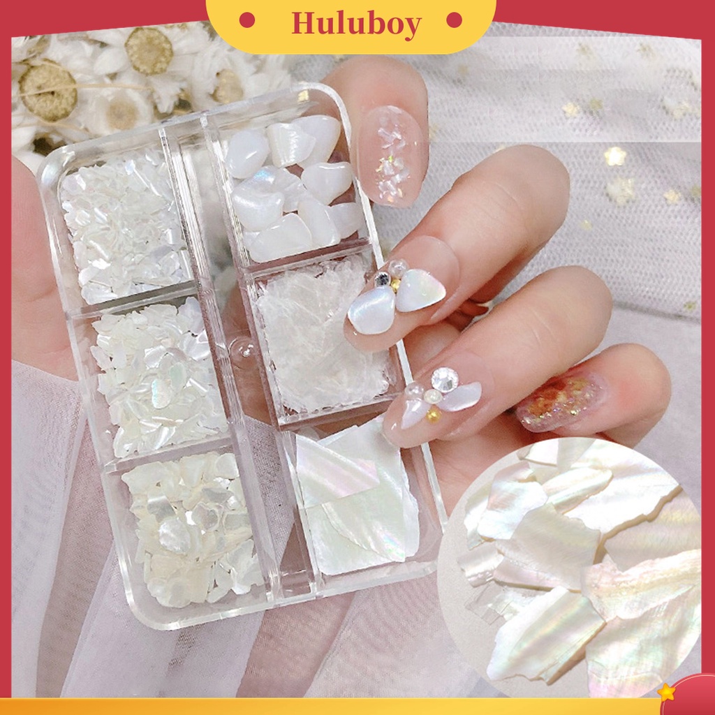 Huluboy Huluboy♡ 1 Kotak Batu Kerang Warna-Warni Untuk Dekorasi Manicure