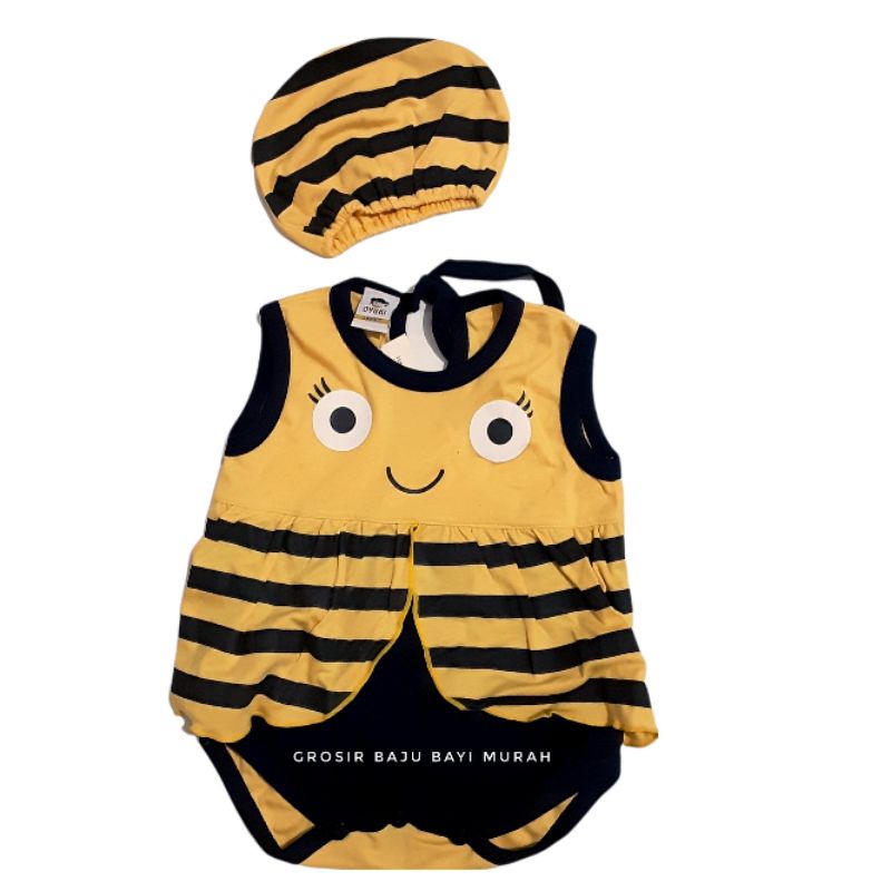 1 SET jumper + topi bayi karakter 1-12 bulan