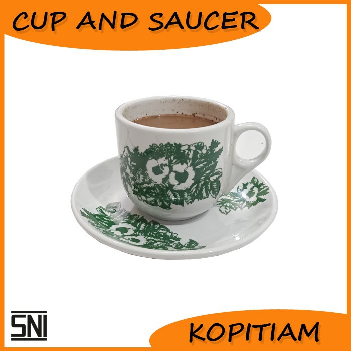 Cangkir Keramik Kopitiam 200 ml dan Tatakan - Gelas Kopitiam - Cangkir Kopi - Cangkir Keramik - Cang