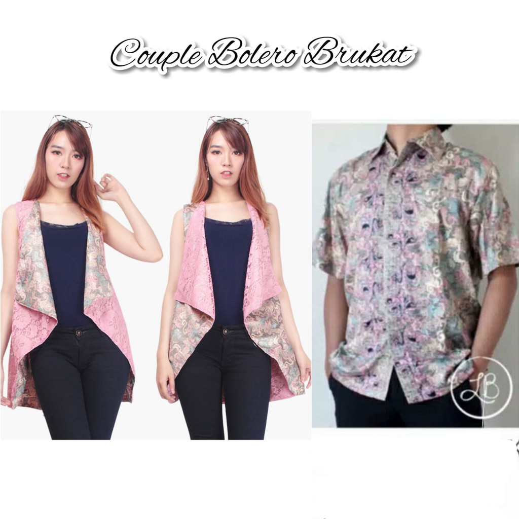 Couple Bolero batik rompi bolak balik Nefa dan kemeja pendek batik pria