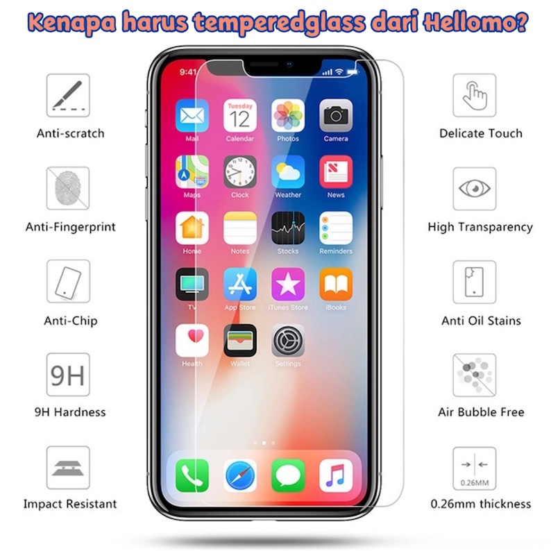 Tempered Glass iPhone Screen Protector 9H Anti Gores Layar iPhone Gorilla Glass