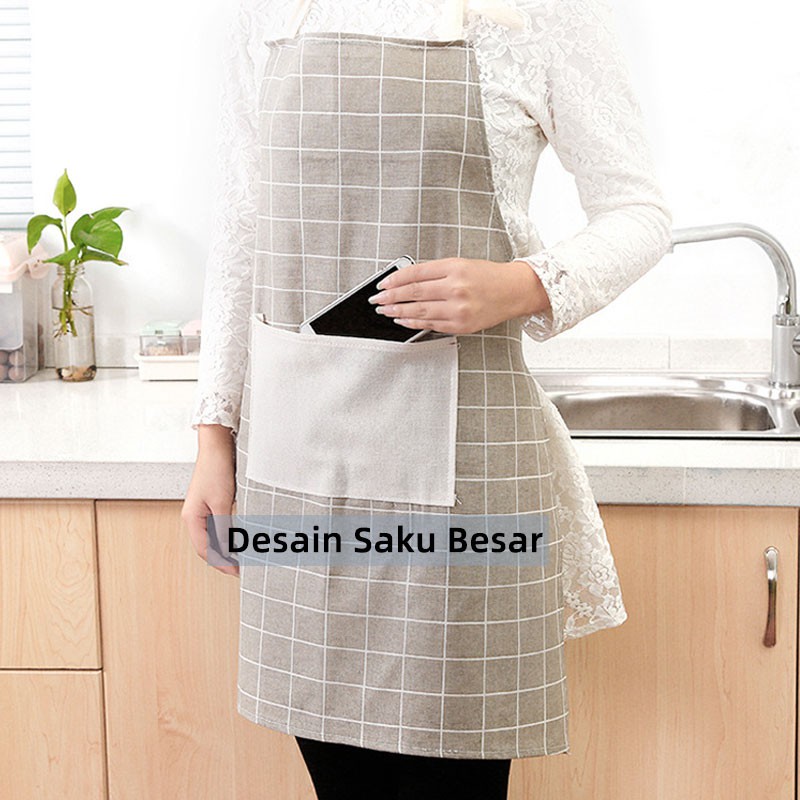 [Kaizen Living] Celemek Masak Celemek Kain Katun Apron Masak  Home Apron