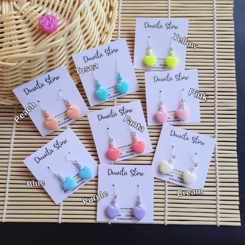 HANDMADE ANTING ANAK/DEWASA KAITAN PLASTIK MOTIF LOVE