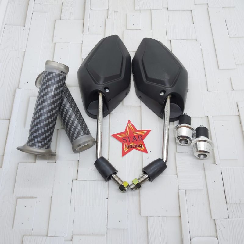 spion vario chrome+handgrip Carbon+Jalu stang Motor Honda Vario 125/150 2018 Supra Karisma Revo