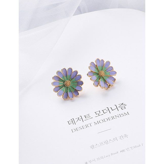 LRC Anting Tusuk Fashion S925 Silver Needle Sun Flower Earrings F69719