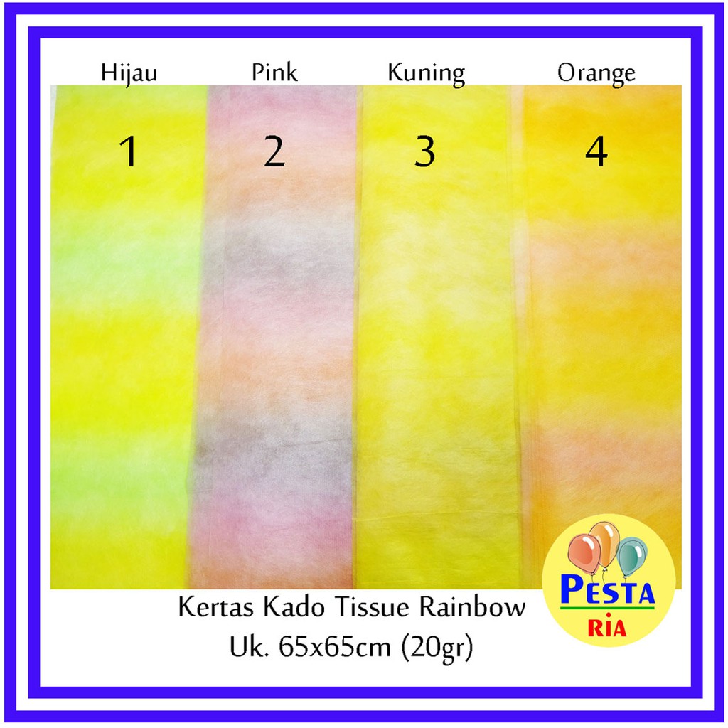 

1PCS KERTAS KADO TISSUE RAINB 65X65CM/23gr, KERTAS BUCKET BUNGA,,WRAPPING PAPER TISSUE, KERTAS BUNGA