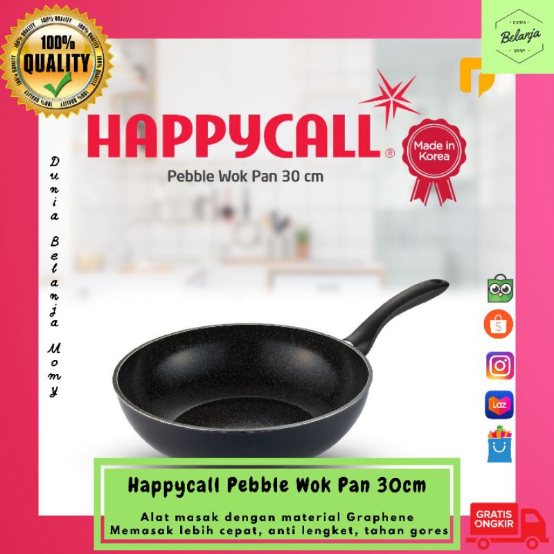 Alat Masak Wajan Anti Lengket Happycall Pebble Wok Pan 30cm Original Premium