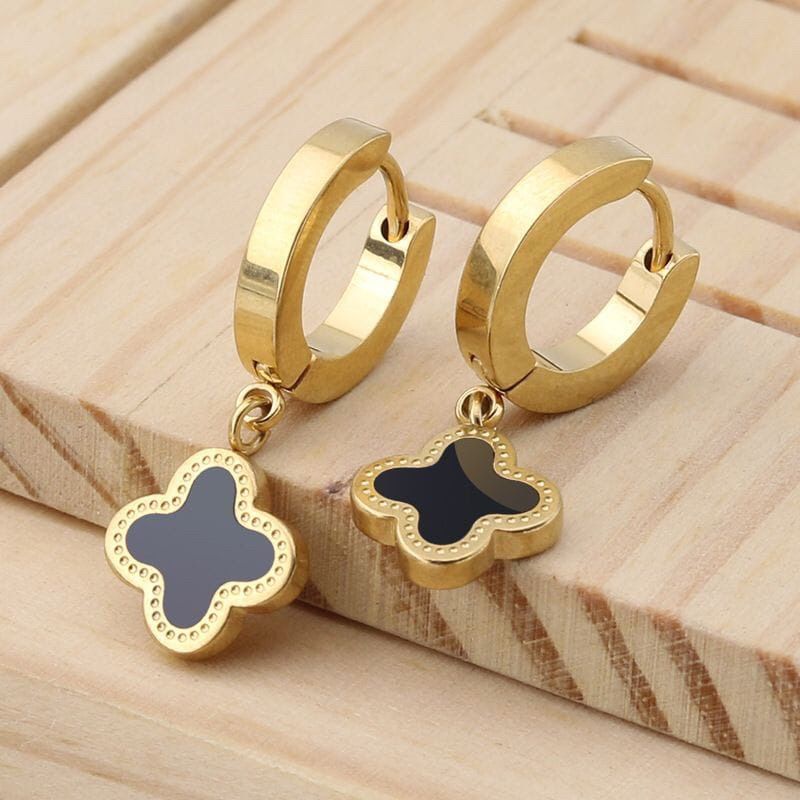 GG Anting Jepit L*V Titanium Lapis Emas 18k#AT-155