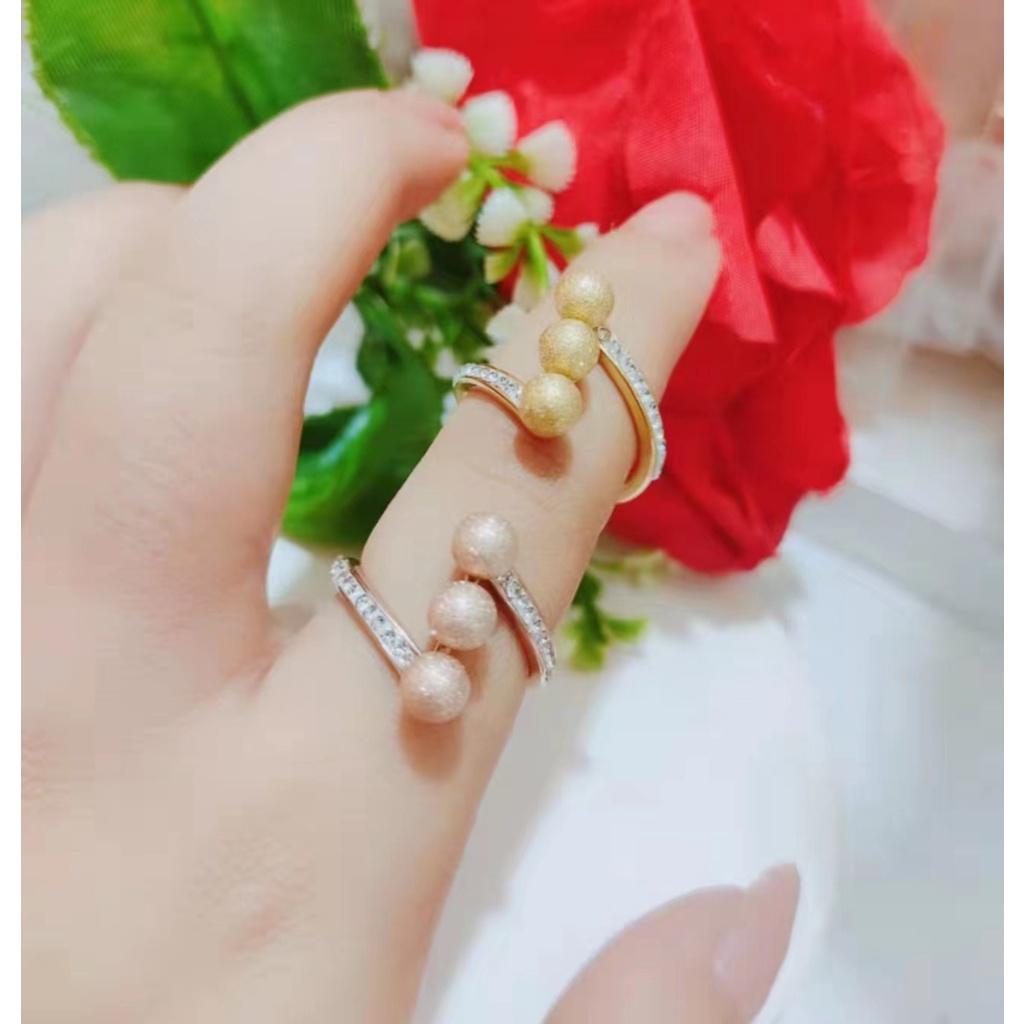 Cincin Titanium Biji Bola Permata Perhiasan Fashion 1110