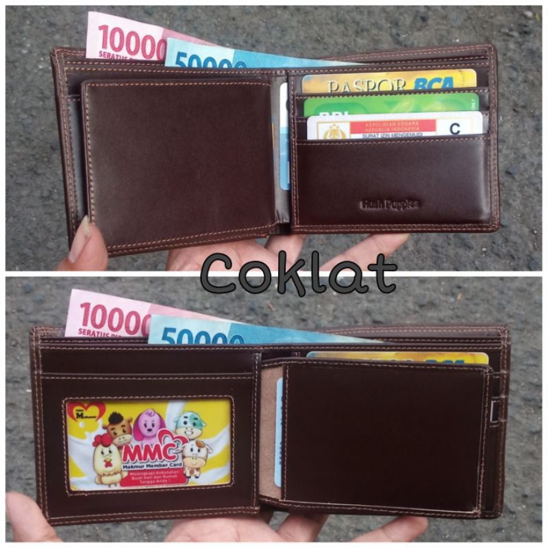 dompet full kulit pria bifold hushpuppies (100% kulit sapi)