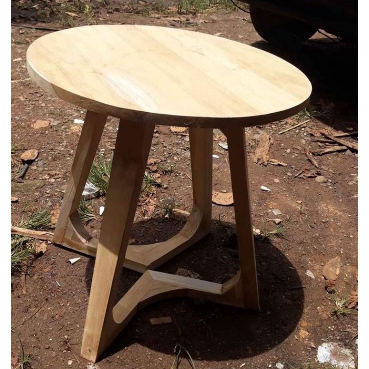 meja teras kayu jati/meja kopi kayu jati/meja santai/meja kopi bulat minimalis kayu jati
