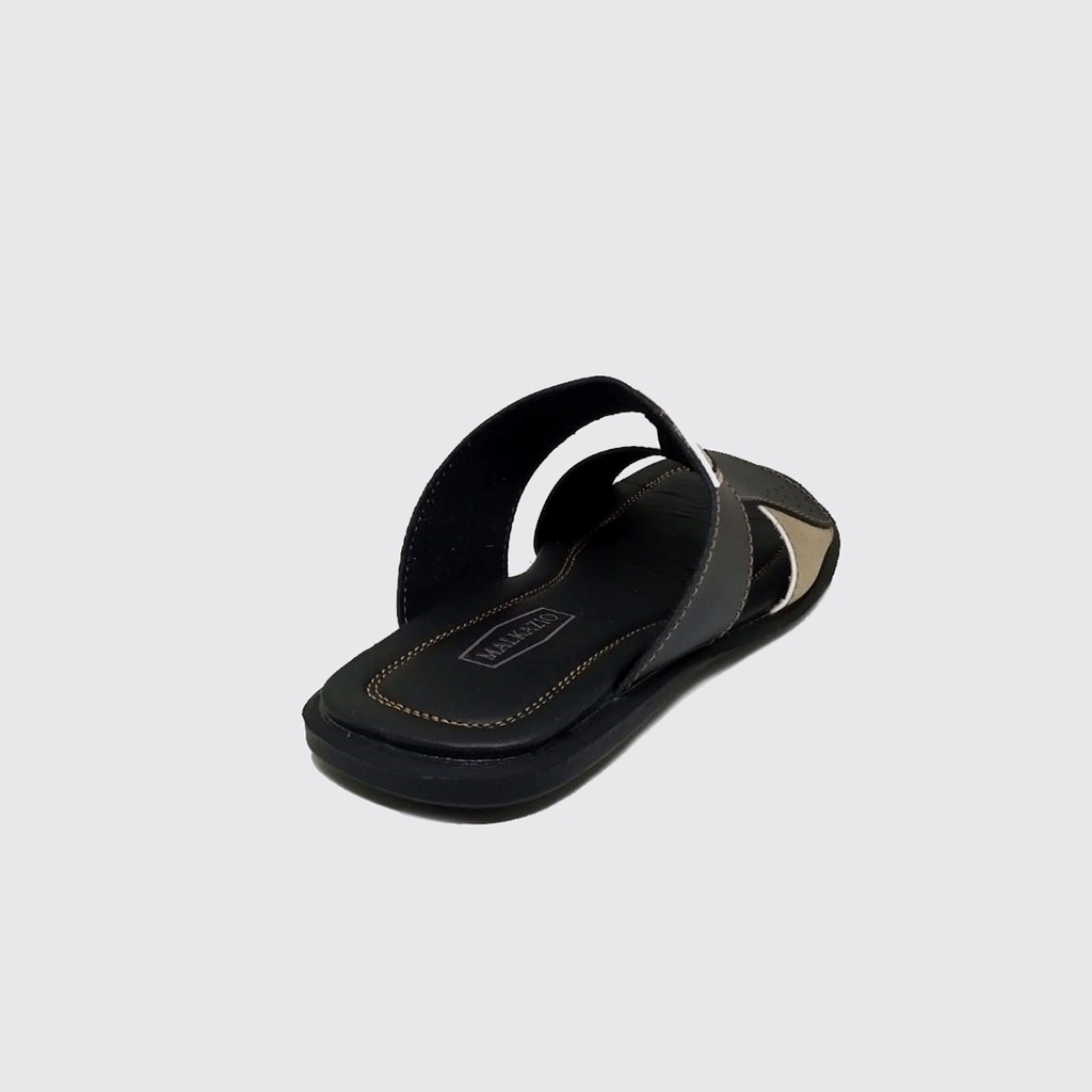 Mzio - Sandal Pria Ukuran Besar Jumbo | Big Size 44-48 | Sendal Kulit Asli J-13 Hitam