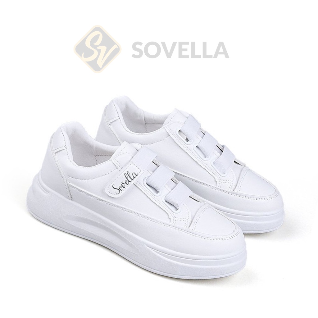 SOVELLA Joice Sepatu Sneakers Simple Putih Abu-Abu Wanita Import-1