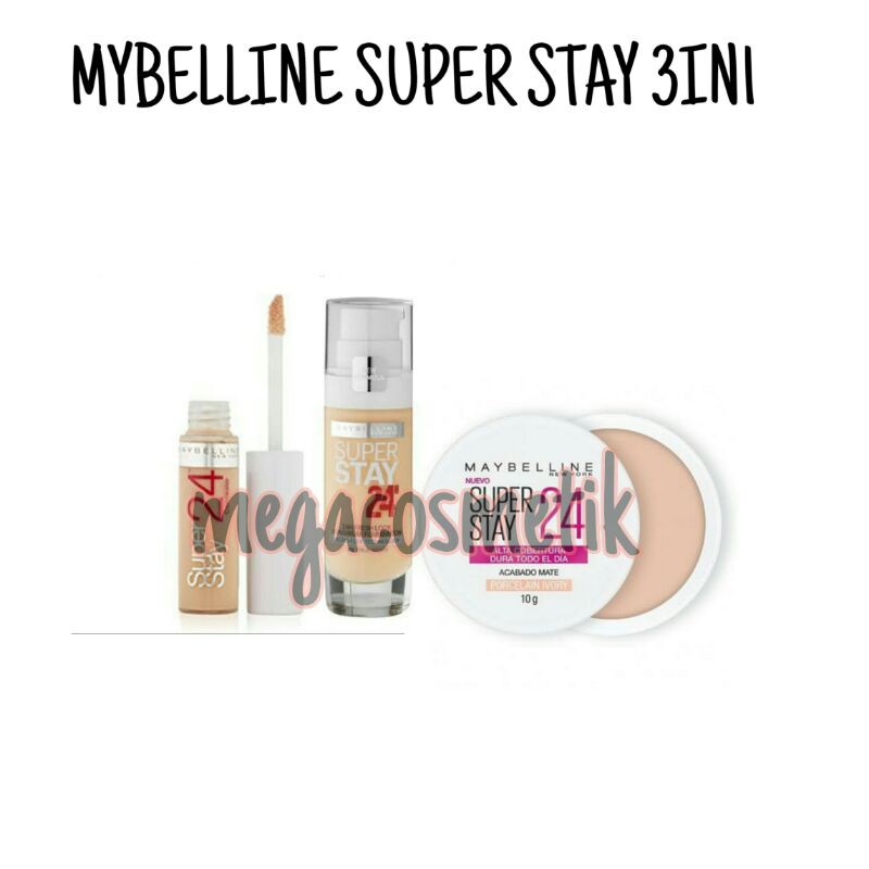 PAKET MEIBELLINE 6IN1 / FREE TAS[ MEIBELLINE SUPERSTAY 3IN1,MASKARA,EYELINER,LIPCREAM MEIBELINE]