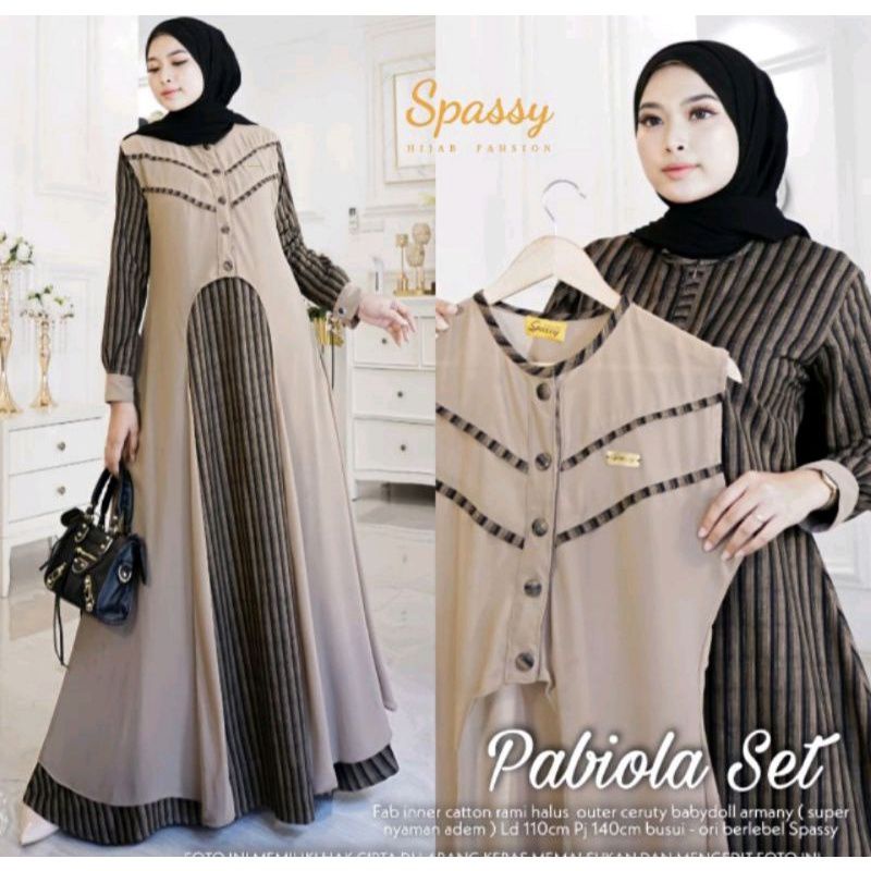 Cod PABIOLA SET/gamis terbaru korea style/baju muslim/gamis maxy/dress pesta/baju wisuda/gamis busui