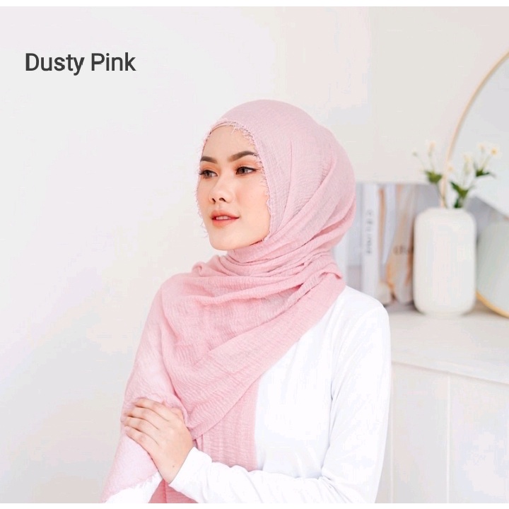 pashmina kusut polos / hijab pashmina crinkle premium-dusty pink