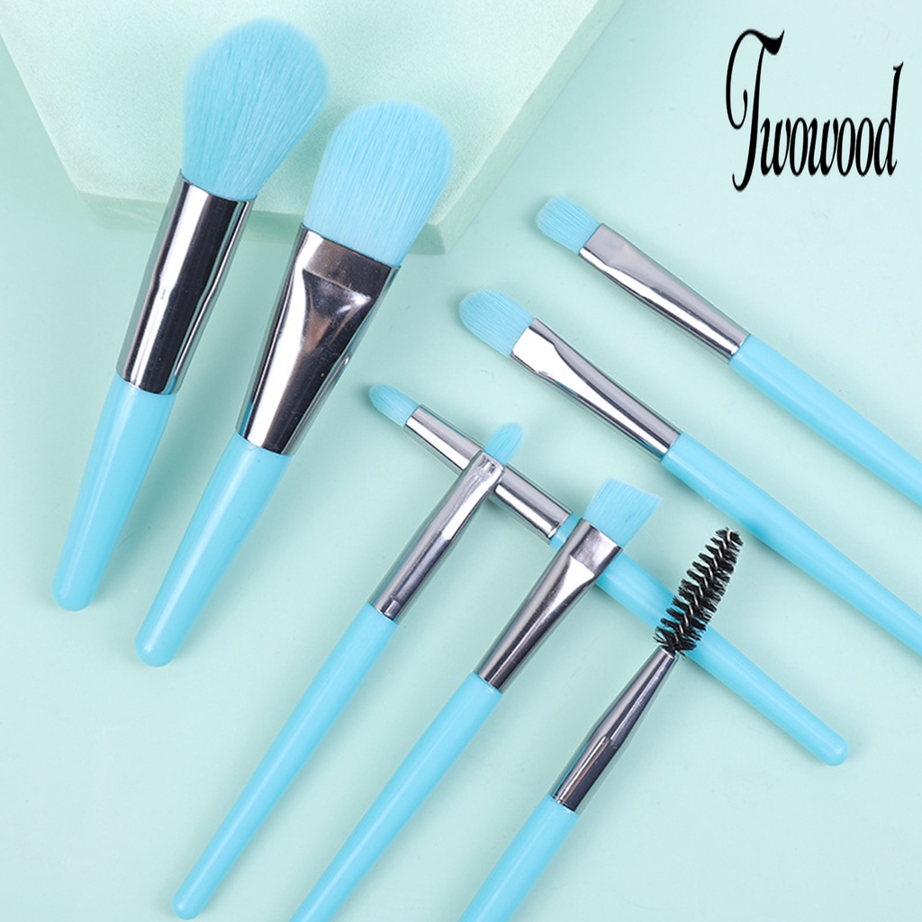 8pcs / Set Brush Makeup Foundation Portable Bahan Plastik Lembut Tahan Lama Untuk Pemula