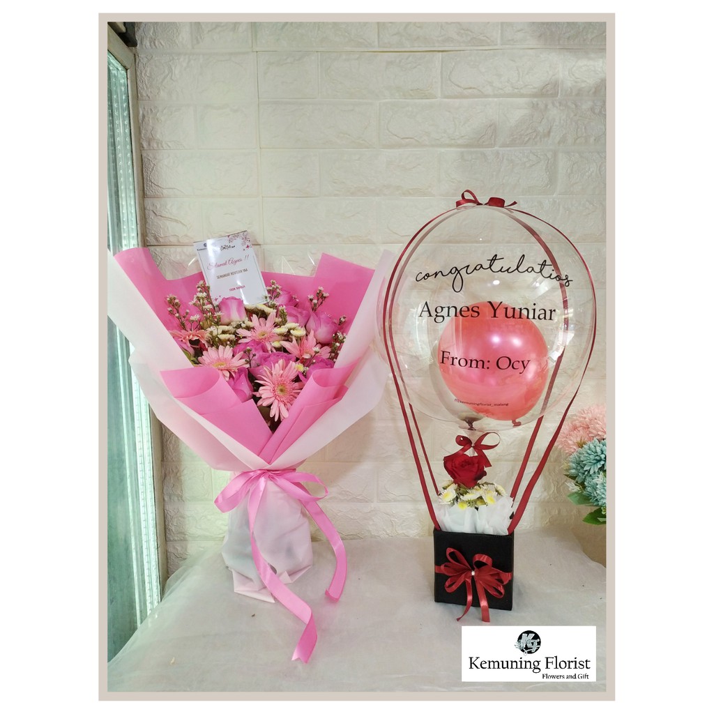 1 set buket bunga dan bloom box/ bunga segar/ bunga asli