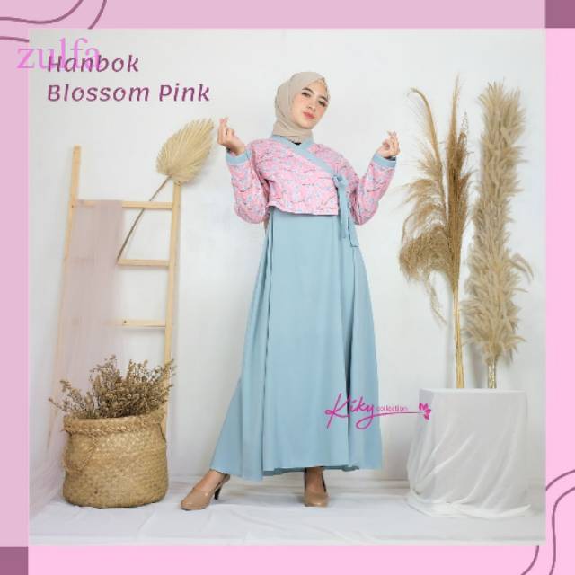 COD- Hanbok Blossom Gamis Katun Jepang dan Ity Crepe Premium Model Korea Baju Muslim Wanita Remaja