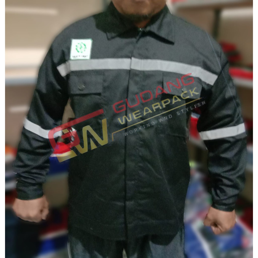 Wearpack ATASAN Baju Kerja Seragam Proyek Warna Hitam Polos