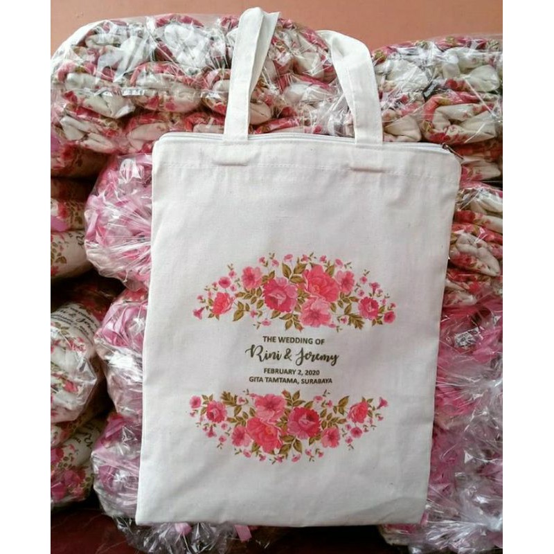 Totebag Blacu + Furing + Resleting 30x40 Cetak Custom