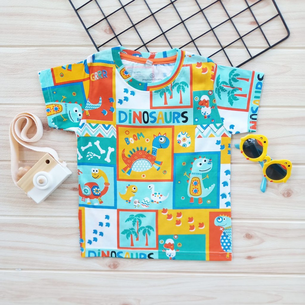  KAOS  ANAK FULL  PRINT  MOTIF DINOSAUR PRINTED  TEE ANAK BY 