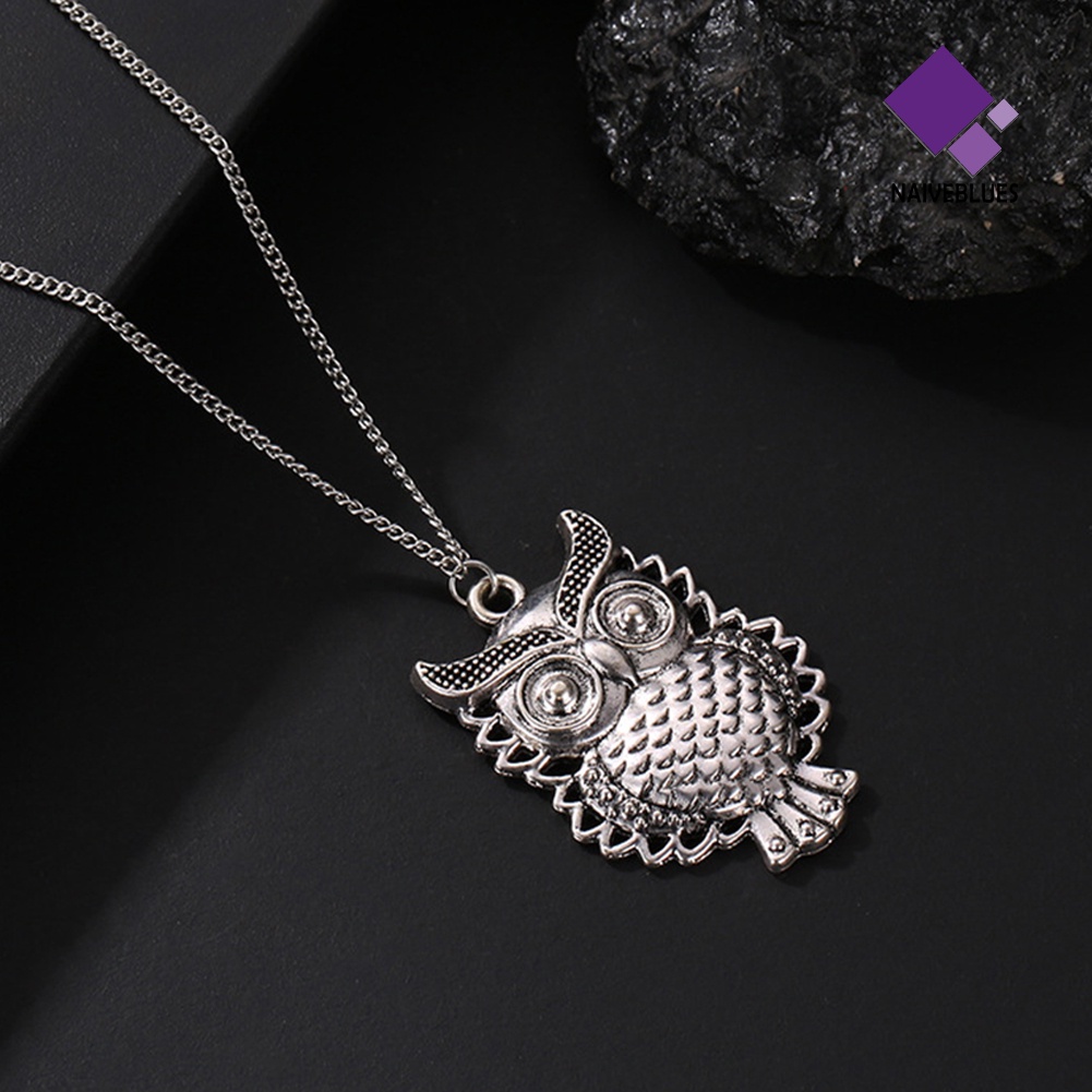 Kalung Rantai Panjang Dengan Liontin Burung Hantu Hollow Gaya Vintage Untuk Wanita