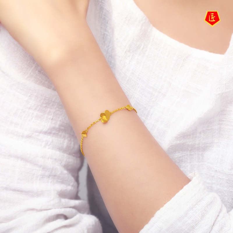 [Ready Stock]All-Match Gold Heart Shape Bracelet