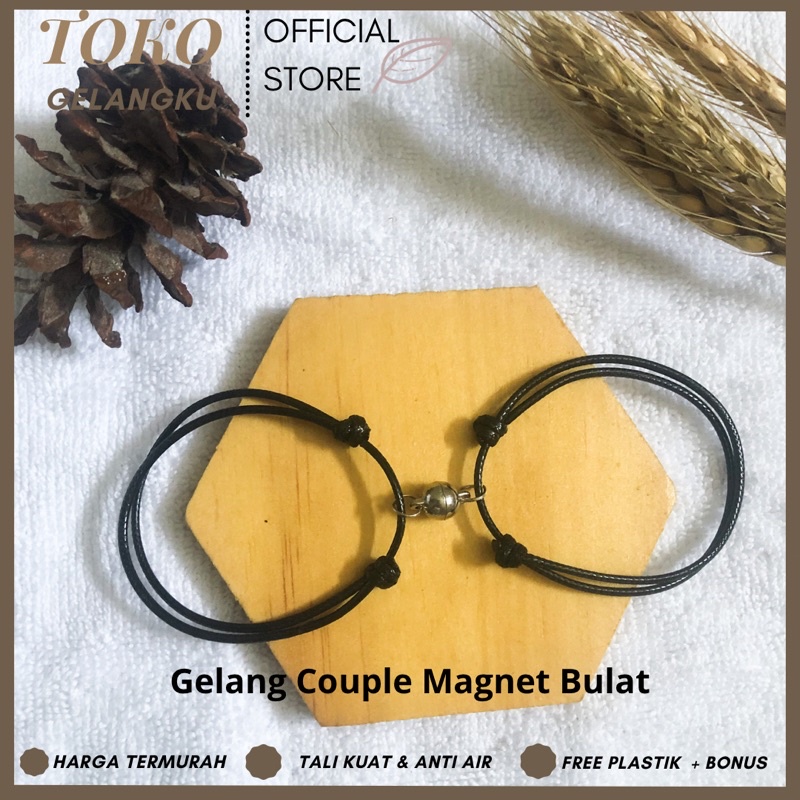 (2 Gelang) Gelang Polos Magnet tanpa inisial / Gelang waterproof / Gelang Couple Bareng Pacar dan Sahabat Simple Murah ala Vintage Hits Kenikian