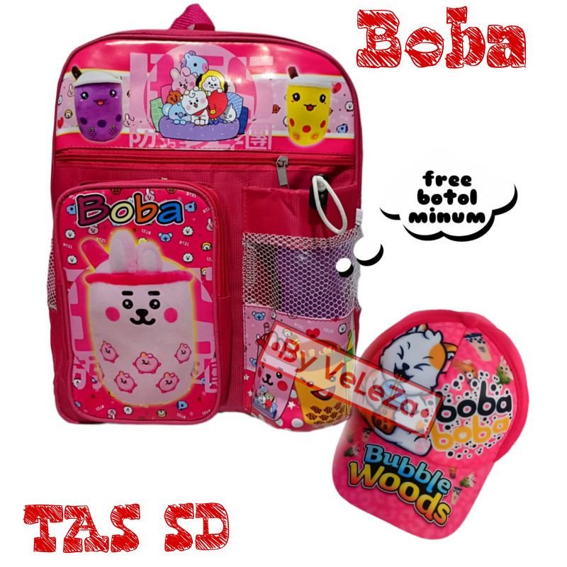 Tas Boba tas ransel anak  karakter boba 3in1 - tas + waistbag + topi gratis botol minum - tas anak