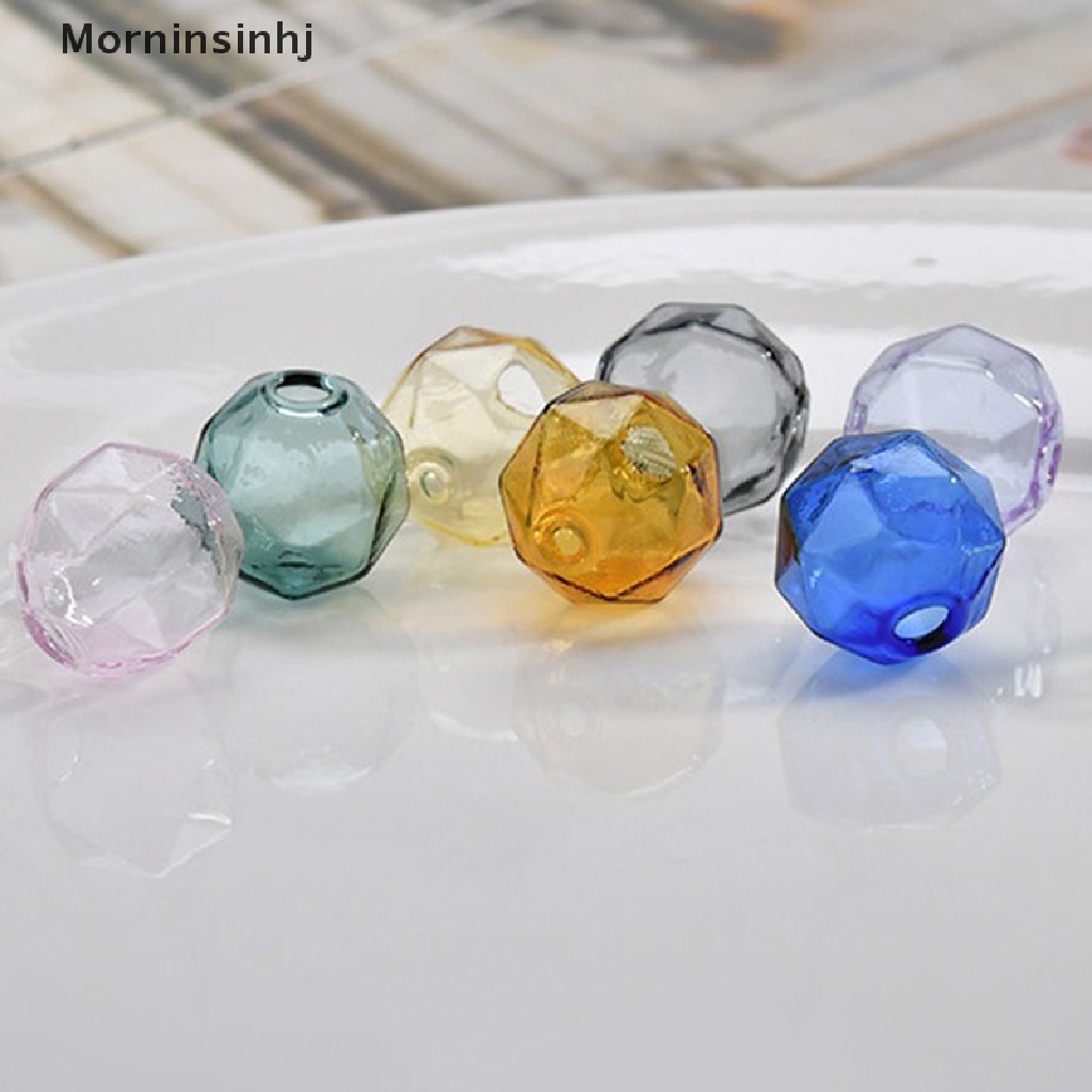 Mornin 1pcs Double Hole 16mm Diamond Glass Ball Globe Beads Botol Kaca Berongga id