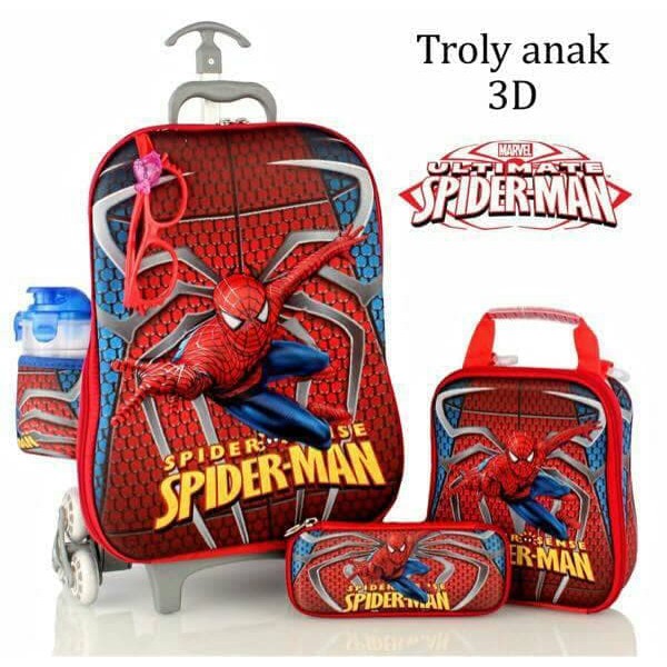 "TAS TROLLEY ANSK SPIDERMAN 3D 5IN1 KACA MATA"