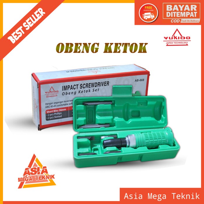 NEW OBENG KETOK 5PCS Kunci Obeng Getok 5pc Gagang Karet YUKIDO