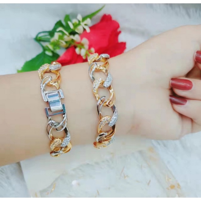 Gelang Titanium Permata Lapis Emas Perhiasan Wanita