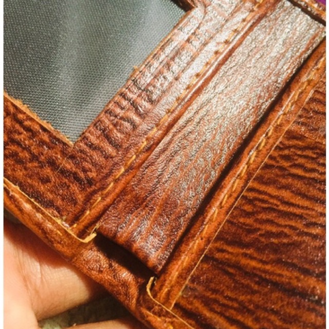 dompet kulit asli lipat biasa motif cetak urat kayu logo random #dompet #dompetpria #dompetlipat