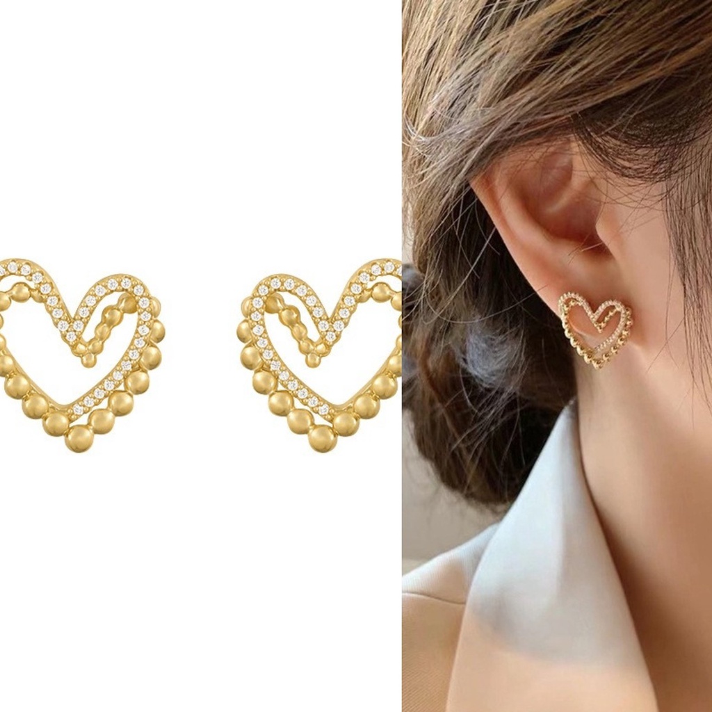 Anting Tusuk Sterling Silver 925 Bentuk Hati Untuk Wanita
