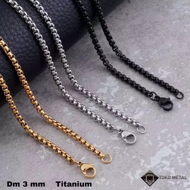 Kalung Titanium Rantai Anti Karat Pria 3 mm [ Toko Metal ]