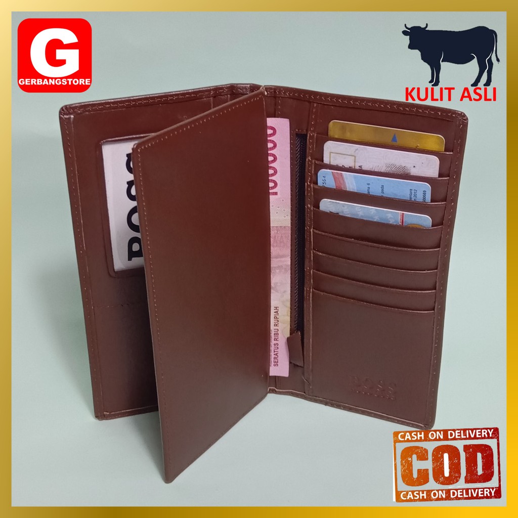 Dompet Panjang Kulit Sapi Asli 100% Pria Wanita Kartu Banyak Cowok Cewek Unisex [K3]