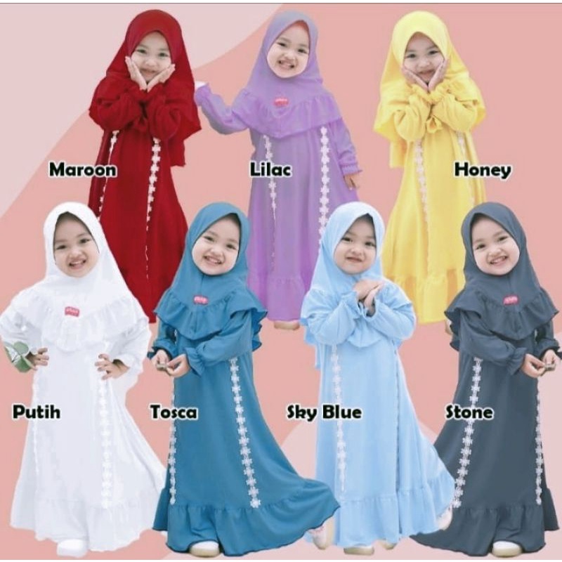 SET GAMIS ANAK TERBARU JERSEY NABILA SERIES PREMIUM 1-9TAHUN/GAMIS ANAK PEREMPUAN/MODEL GAMIS ANAK