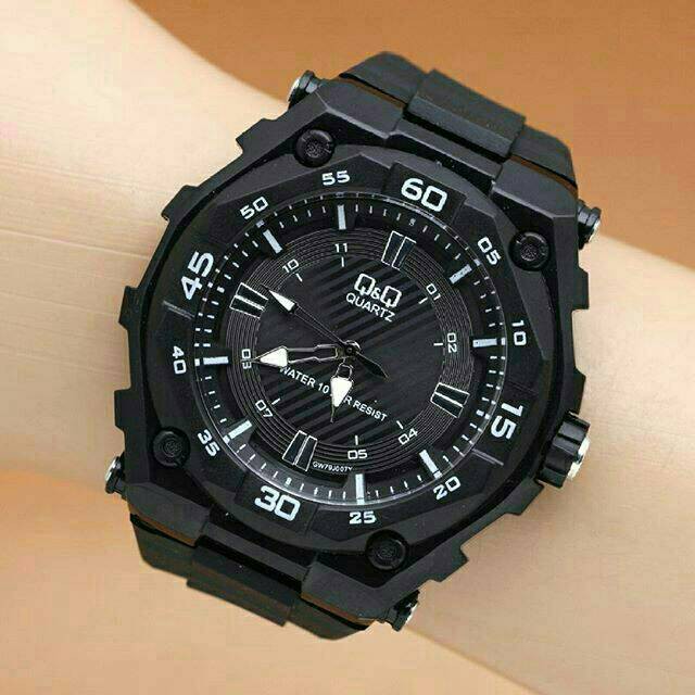 New Jam Tangan Original Pria QnQ QQ Q Q GW79 Rubber  Waterresistant  Kekinian