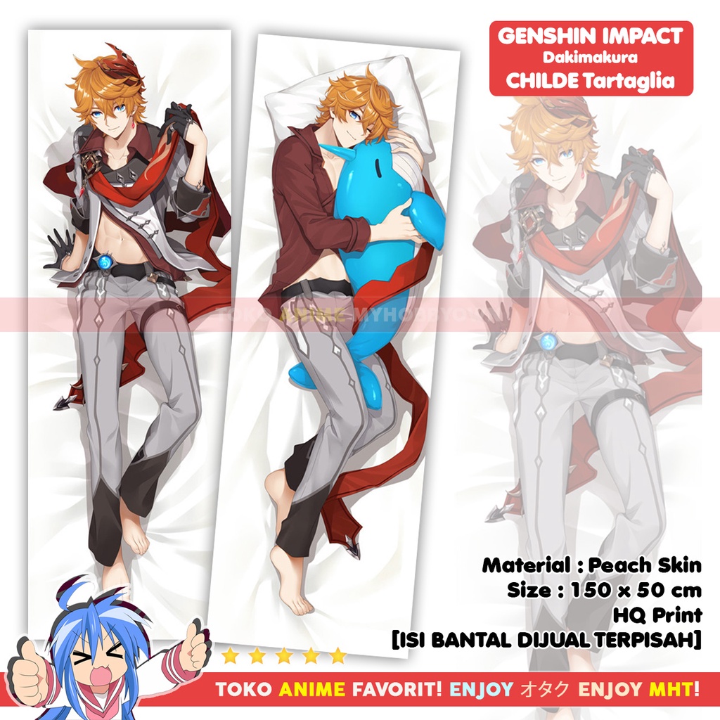Sarung Bantal Anime Dakimakura Genshin Impact : Childe Tartaglia Whale