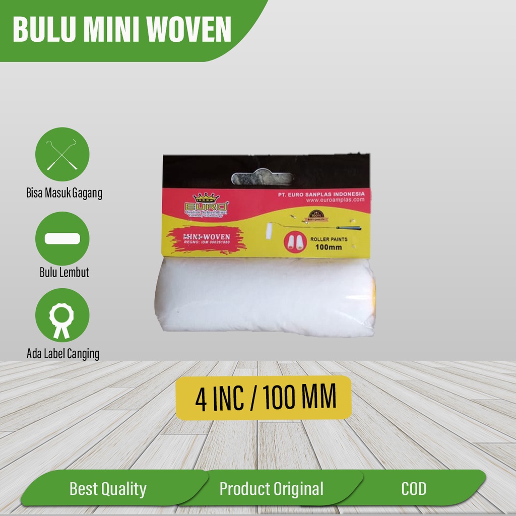 Refill Bulu Kuas Roll Cat MINI WOVEN merk EURO 4 inc 100 mm Berkualitas