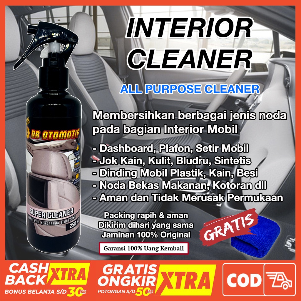 PEMBERSIH INTERIOR MOBIL - JOK PLAFON KARPET DASHBOARD - BESI KAIN PLASTIK BLUDRU KULIT SINTETIS - DINDING PINTU MOBIL KARPET AMPUH BERSIHKAN NODA MEMBANDEL BEKAS MAKANAN MINUMAN LUMPUR