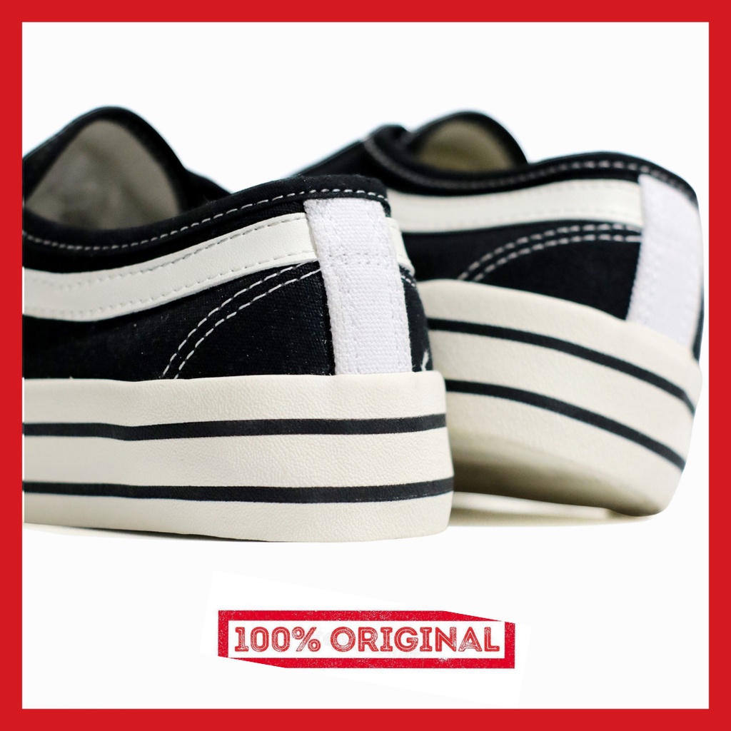 ORIGINAL - Sepatu Brand Lokal Kasual Pria Wanita No Brand Black White Low Not Sneakers Ventela Retro Public Low Hitam Putih